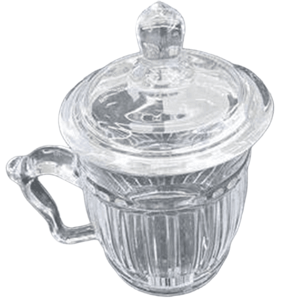 GLASS MUG W/COVER